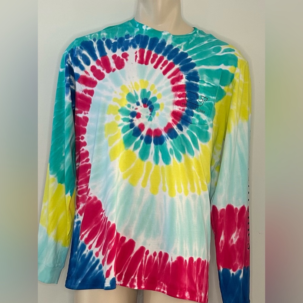 Vineyard Vines Men's Large Long Sleeve Pocket Tie-Dye Tee Shirt
